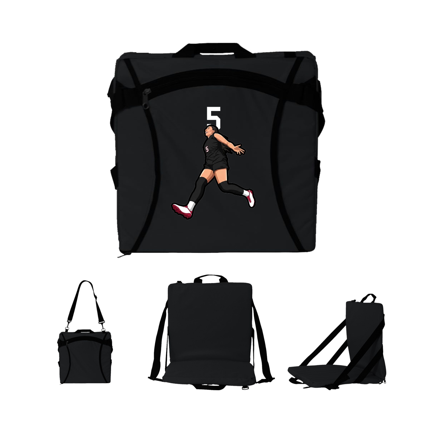 Folding Stadium Seat — Number Top in Black