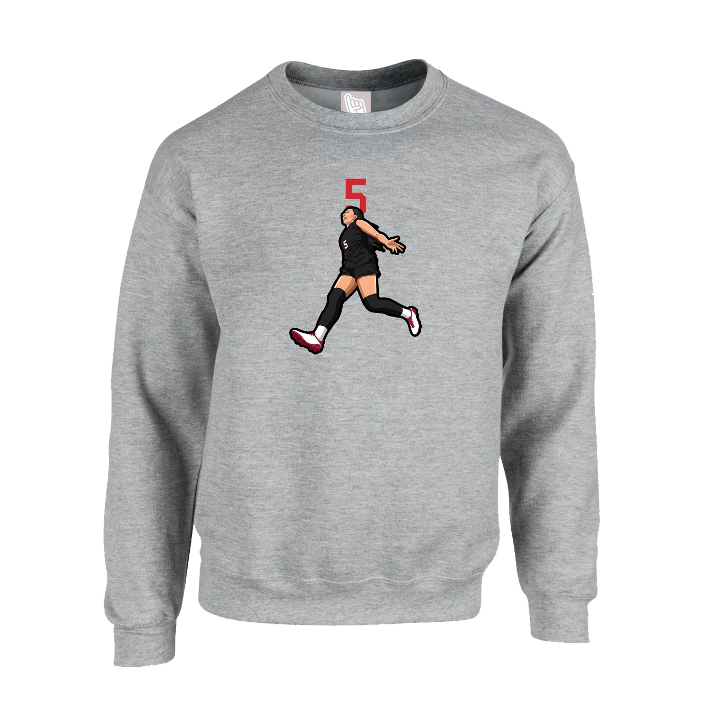 Fleece Crew — Number Top in Grey