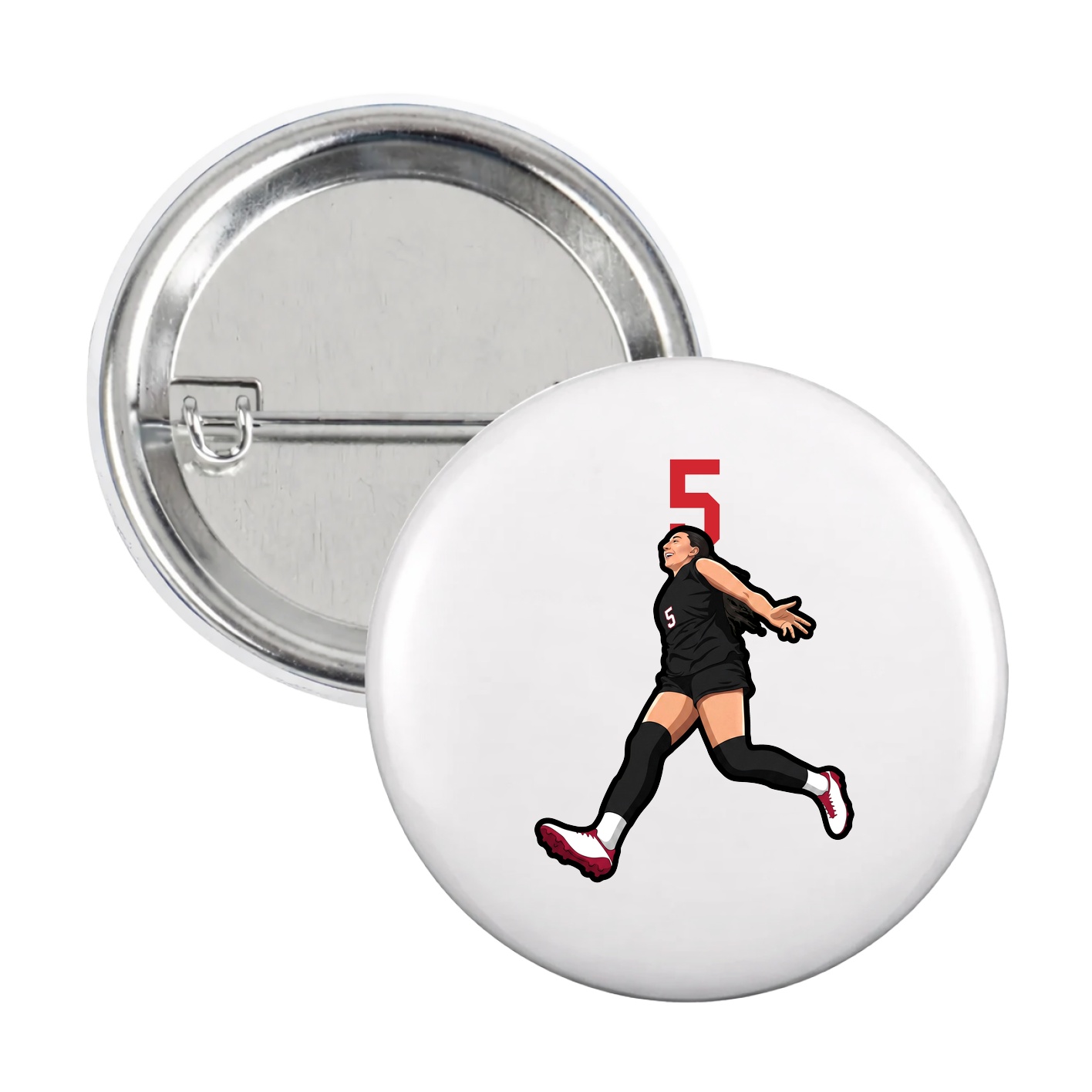 Game Day Button — Number Top in White