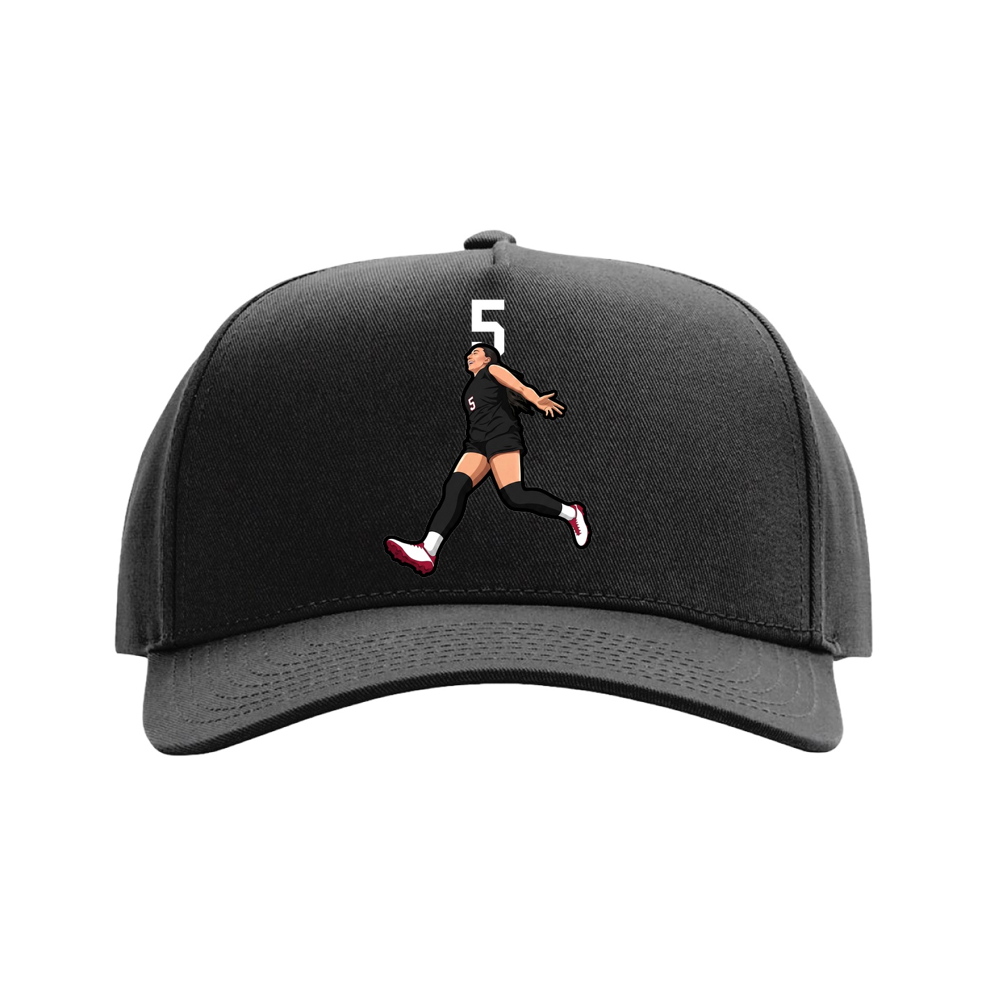 Full Fabric Five-Panel Champ Cap — Number Top in Black