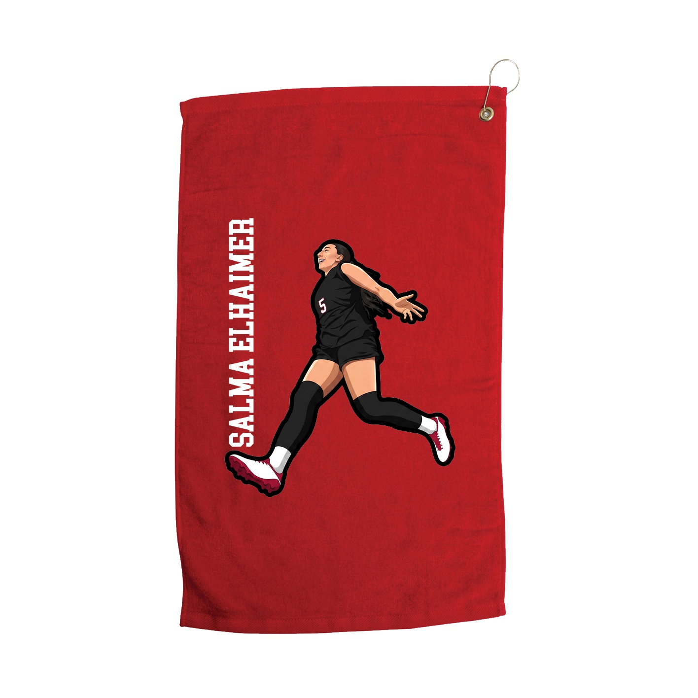 Golf Towel — Name Vertical in Red