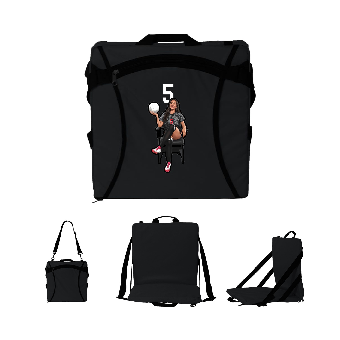 Folding Stadium Seat — Number Top in Black