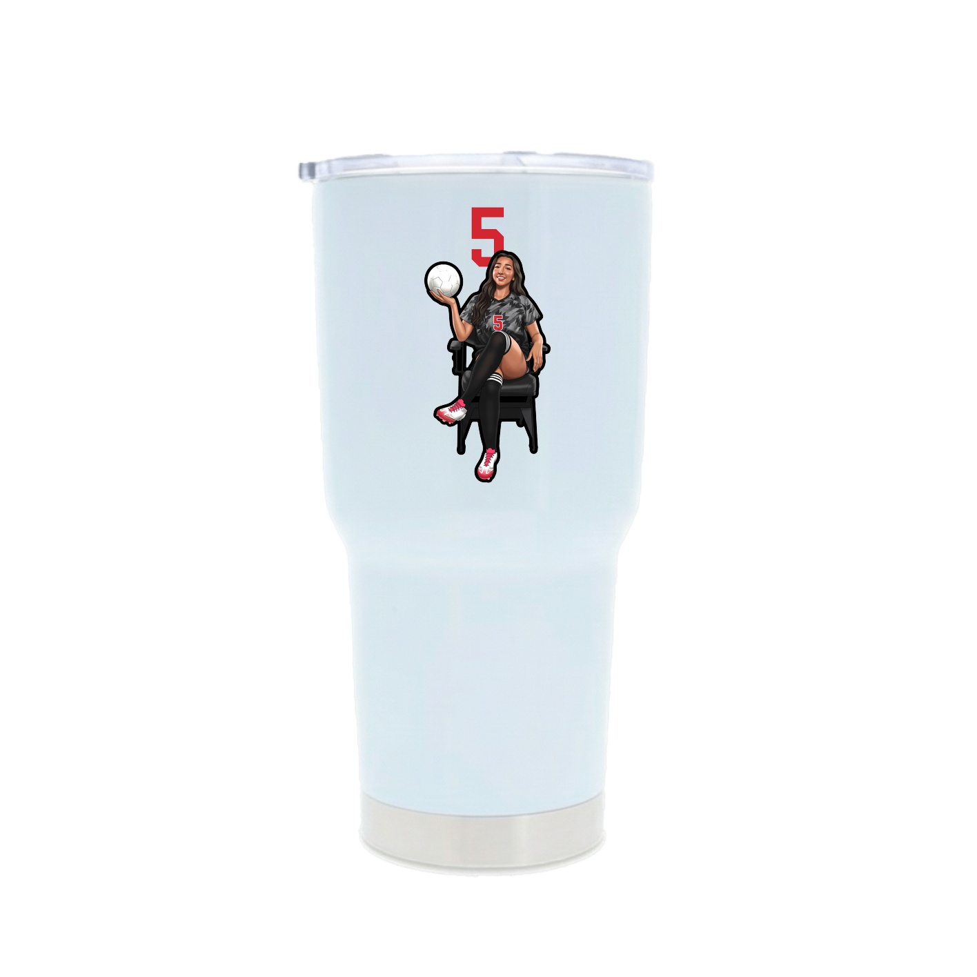 30oz Stainless Steel Tumbler — Number Top in White