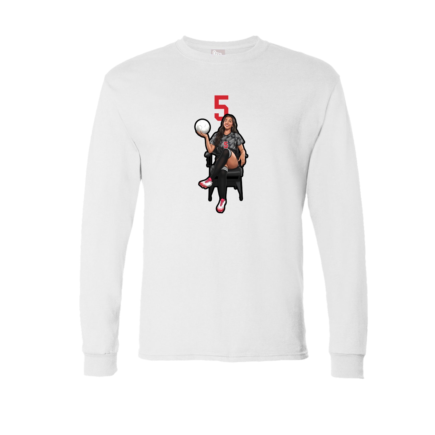 Long Sleeve Tee — Number Top in White