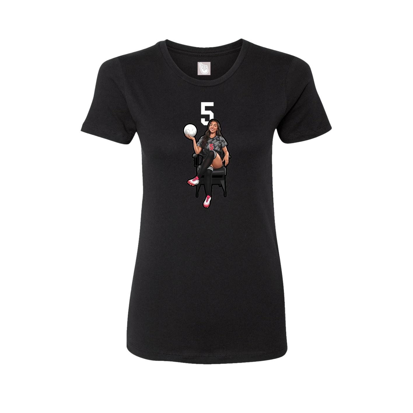 Fitted Women's Tee — Number Top in Black