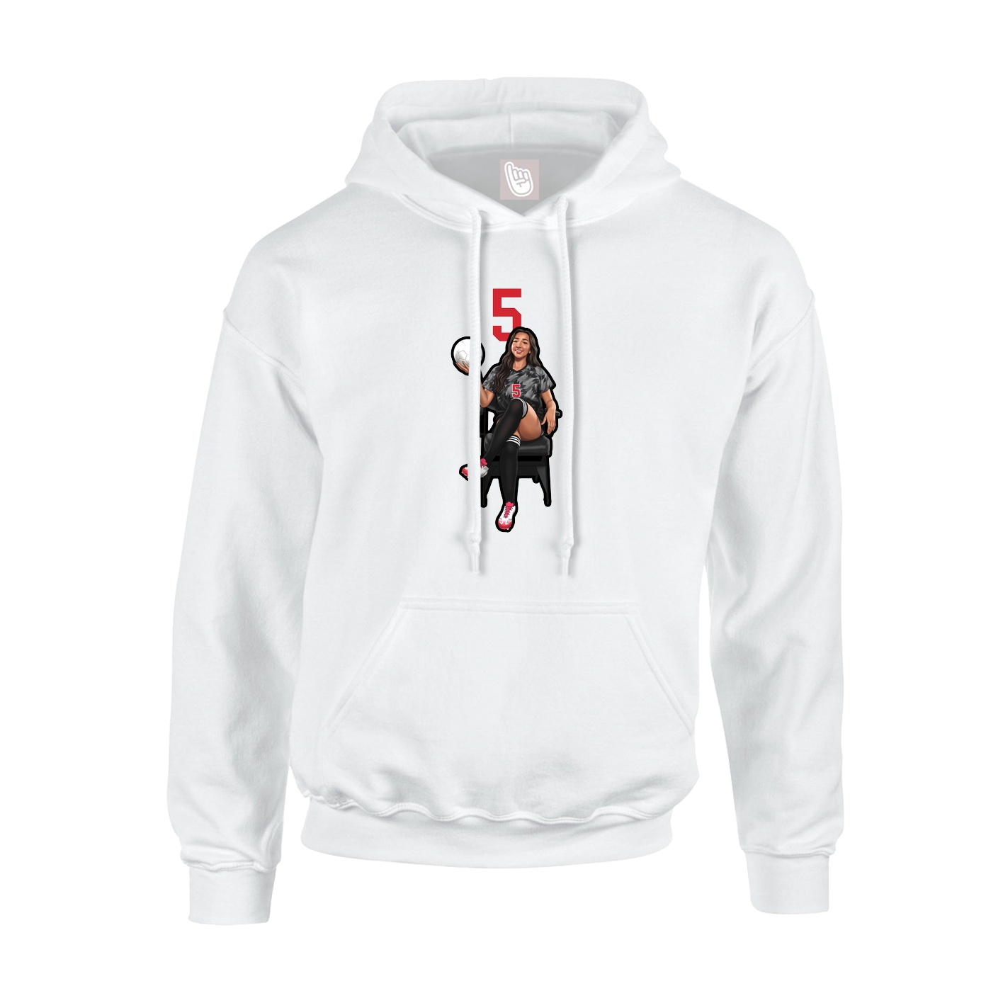 Youth Hoodie — Number Top in White