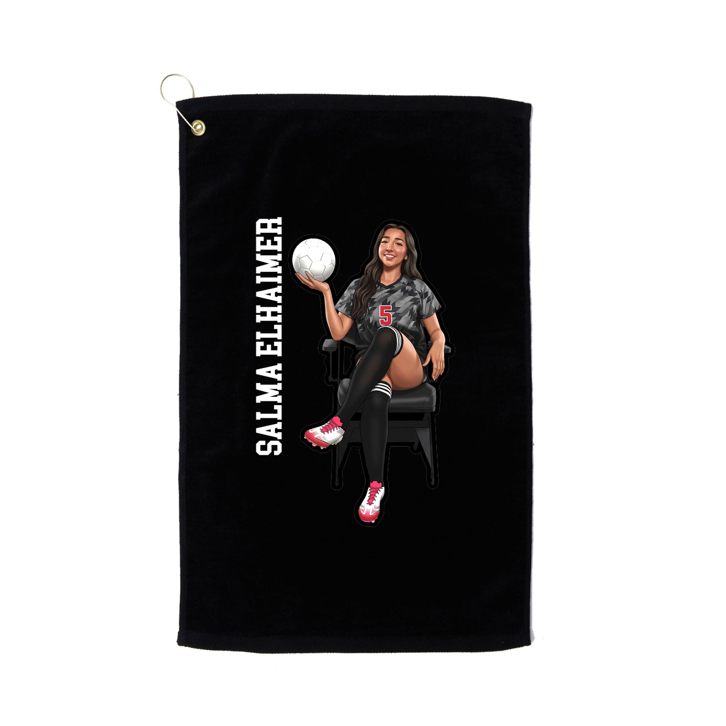 Golf Towel — Name Vertical in Black