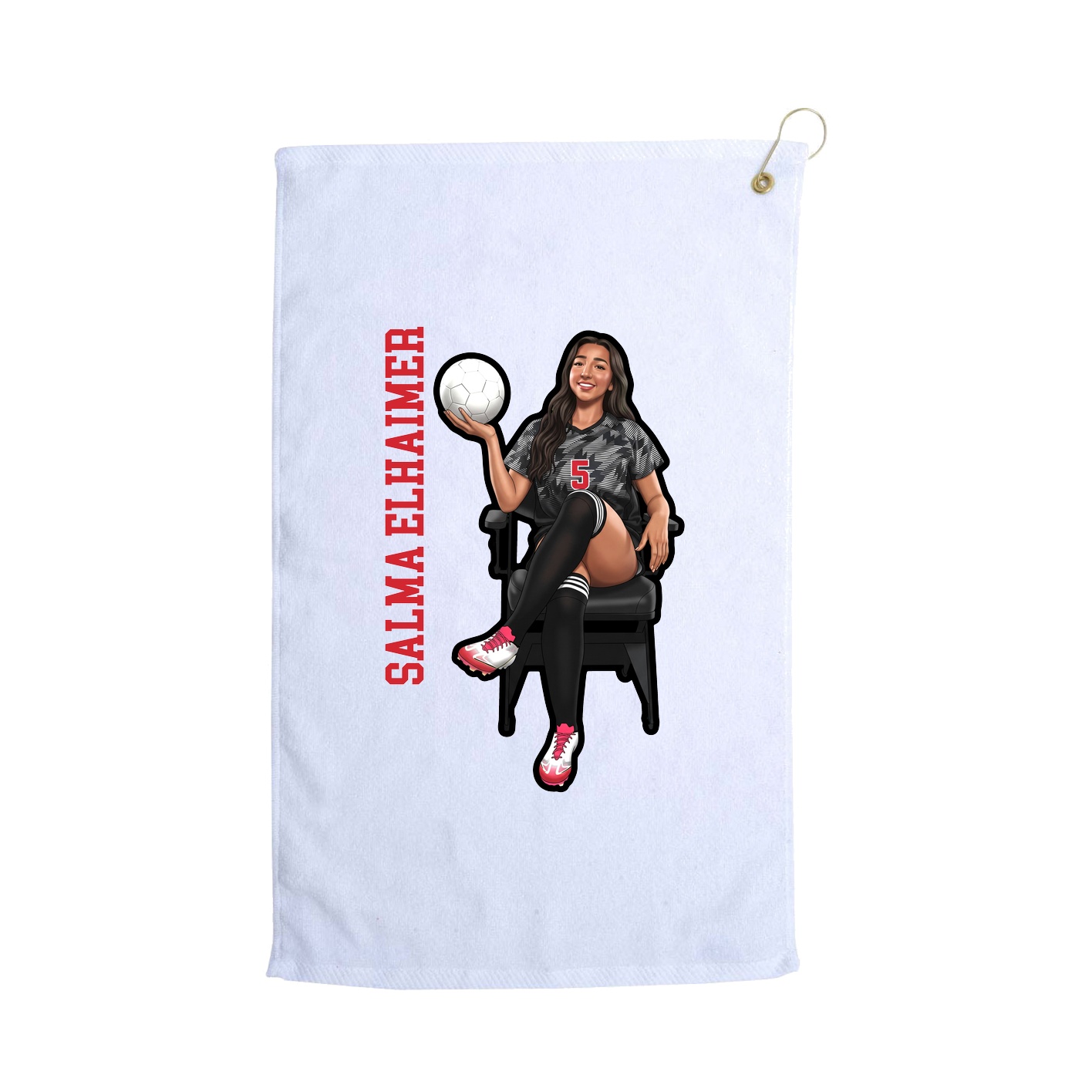 Golf Towel — Name Vertical in White