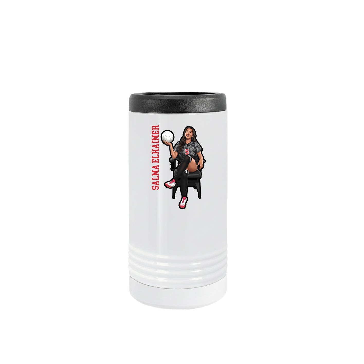 Slim Beverage Holder — Name Vertical in White