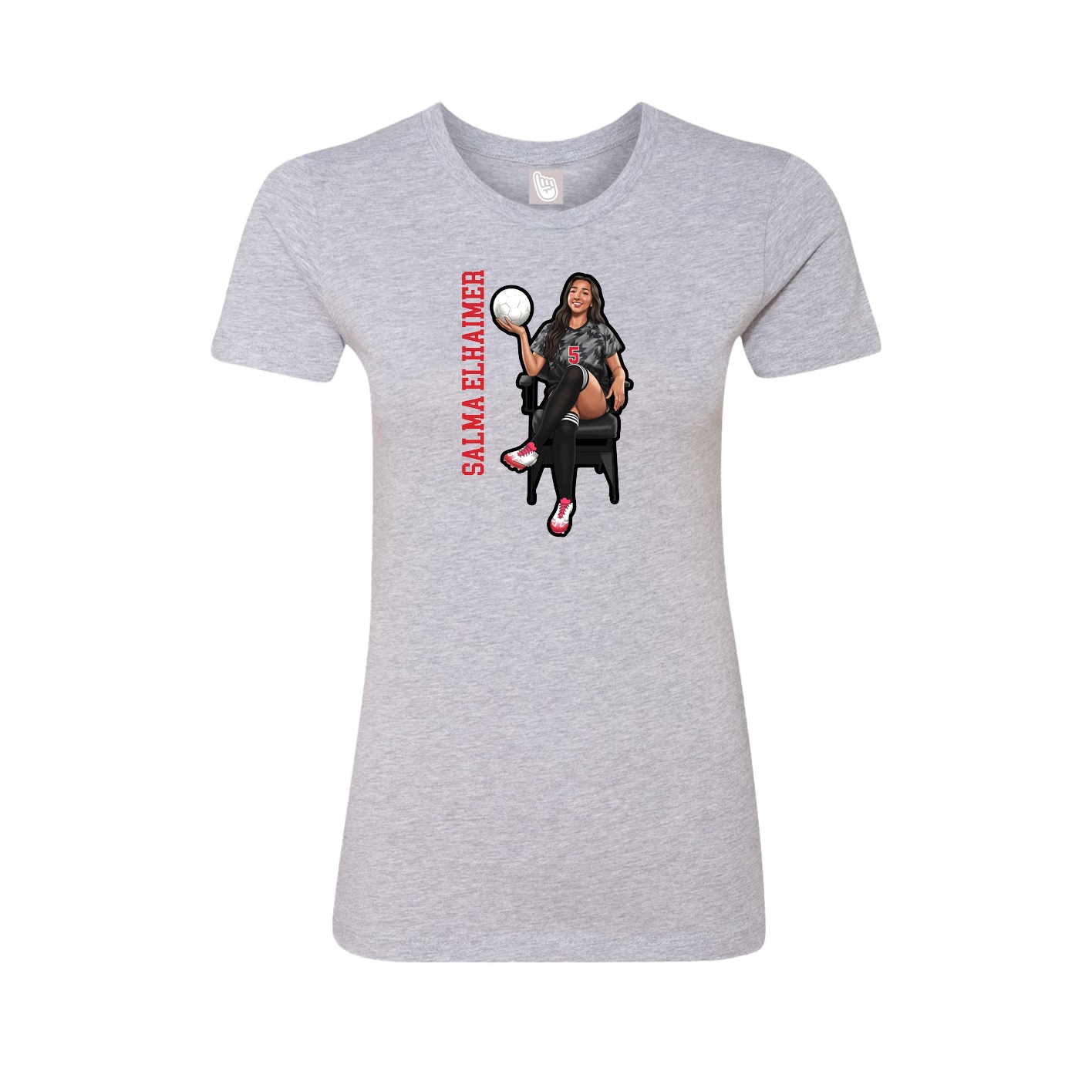Fitted Women's Tee — Name Vertical in Grey