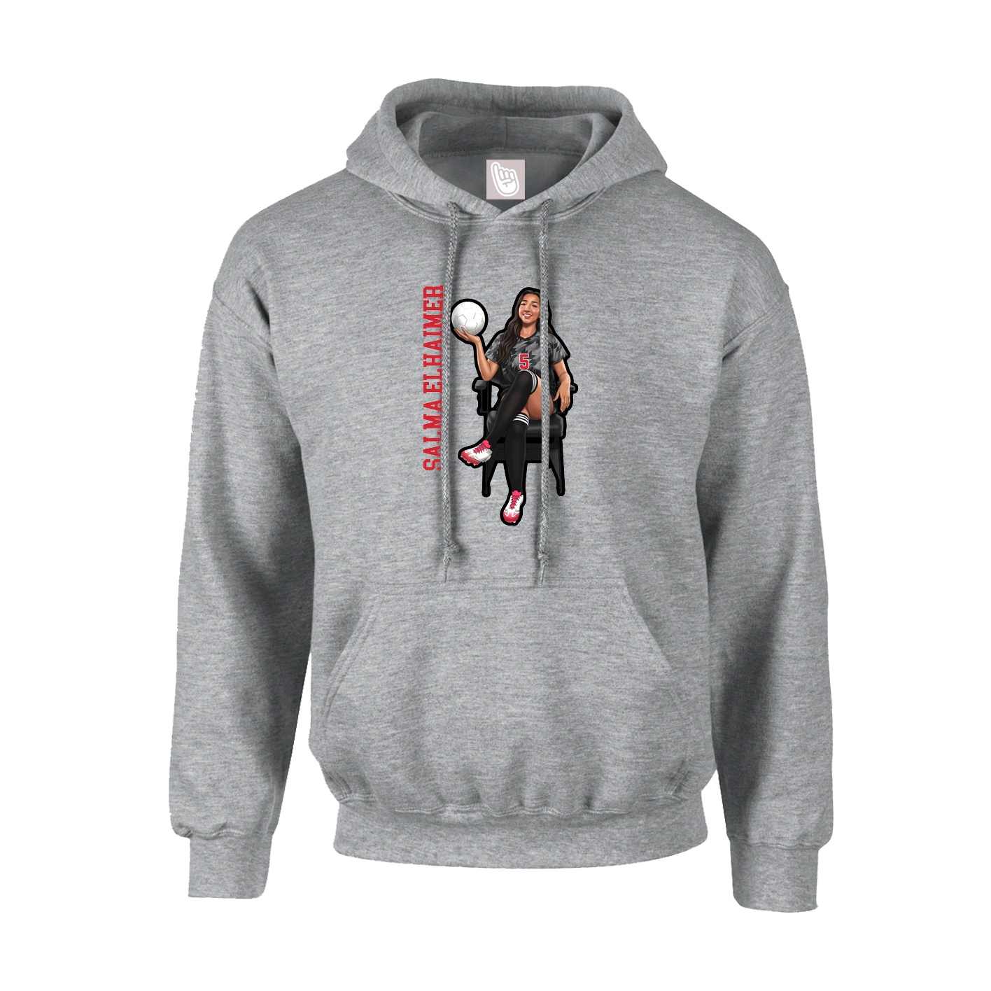Youth Hoodie — Name Vertical in Grey
