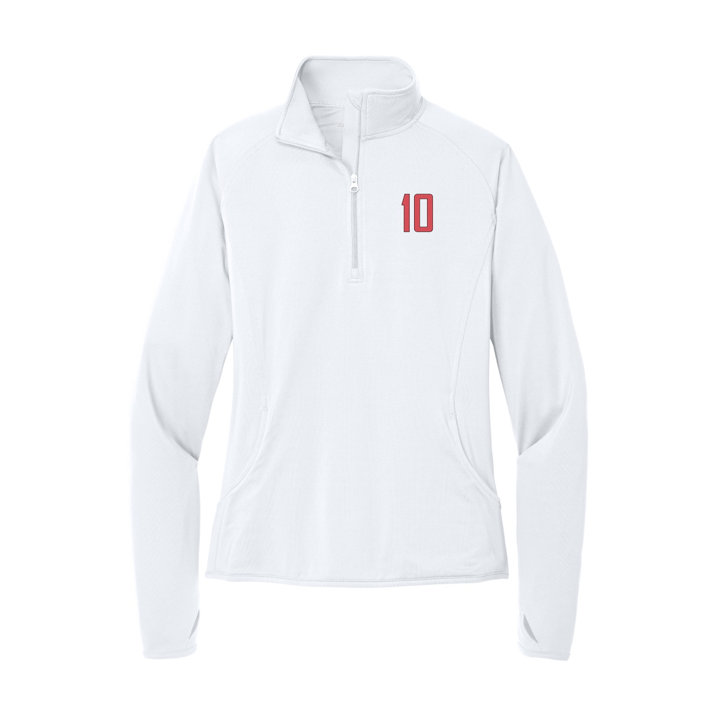 Women's Q-Zip Pullover — Front Shirsy in White