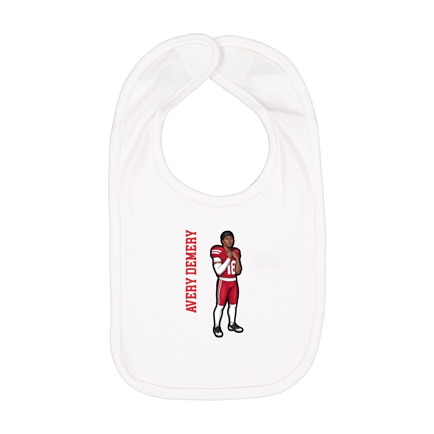 Infant Bib — Name Vertical in White