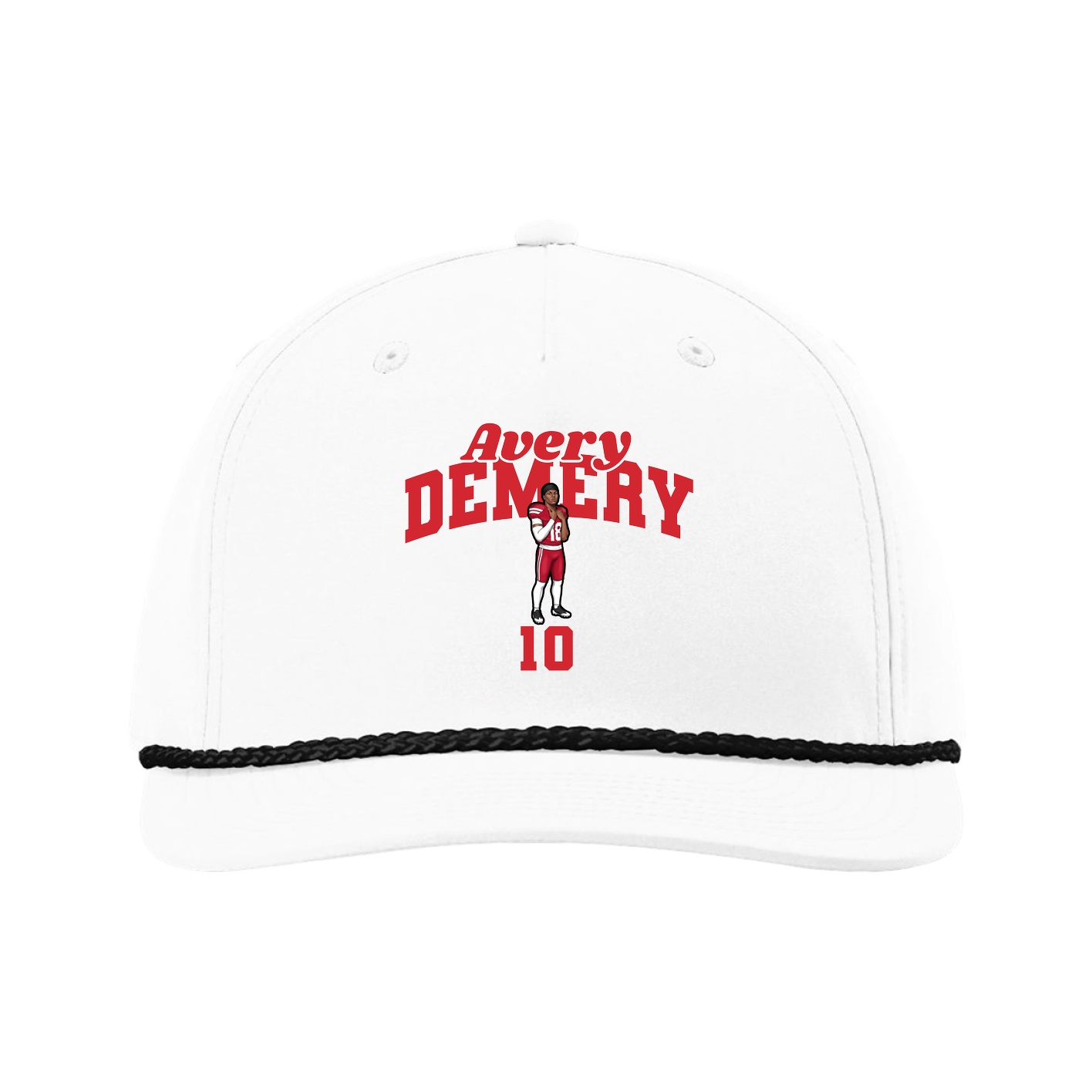 Five-Panel Classic Rope Cap — Signature Arch in White