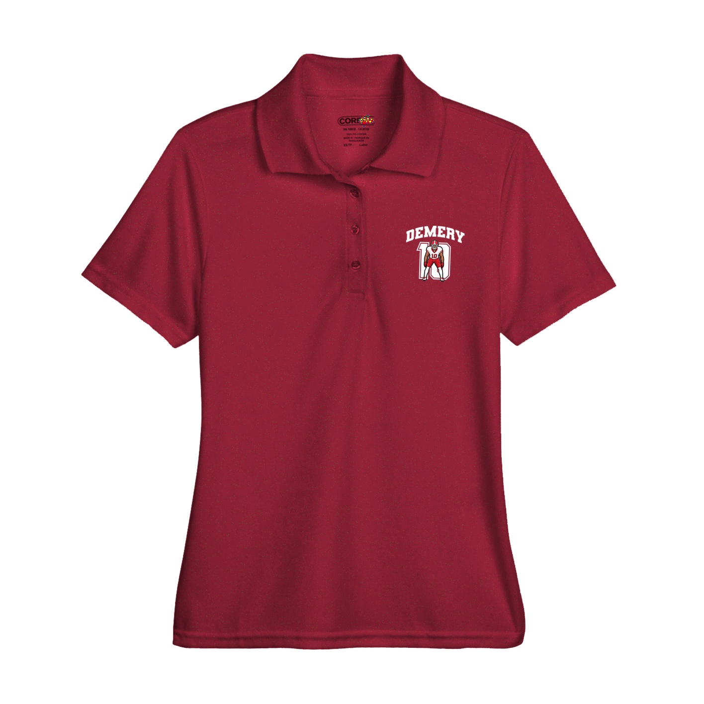 Womens Performance Polo — Number in Red