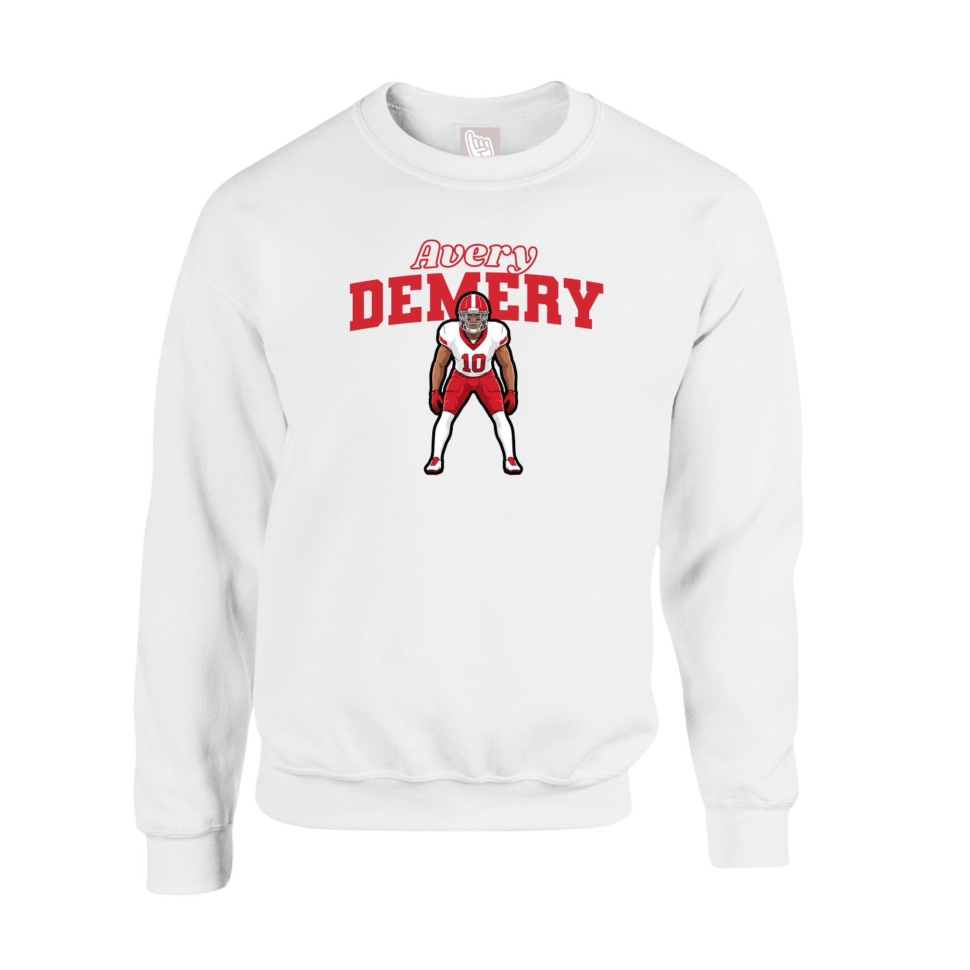 Fleece Crew — Name Arch in White