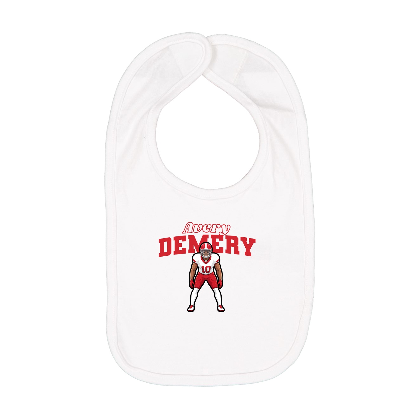 Infant Bib — Name Arch in White