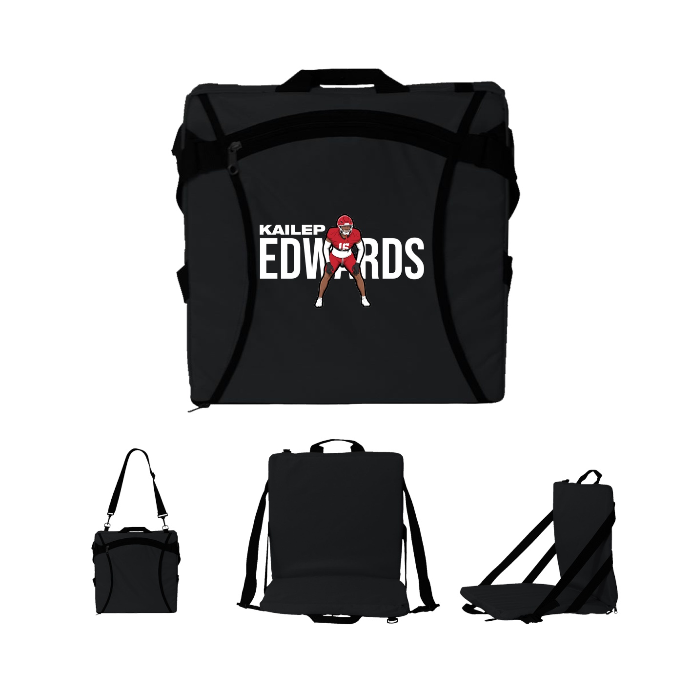 Folding Stadium Seat — Player Name in Black