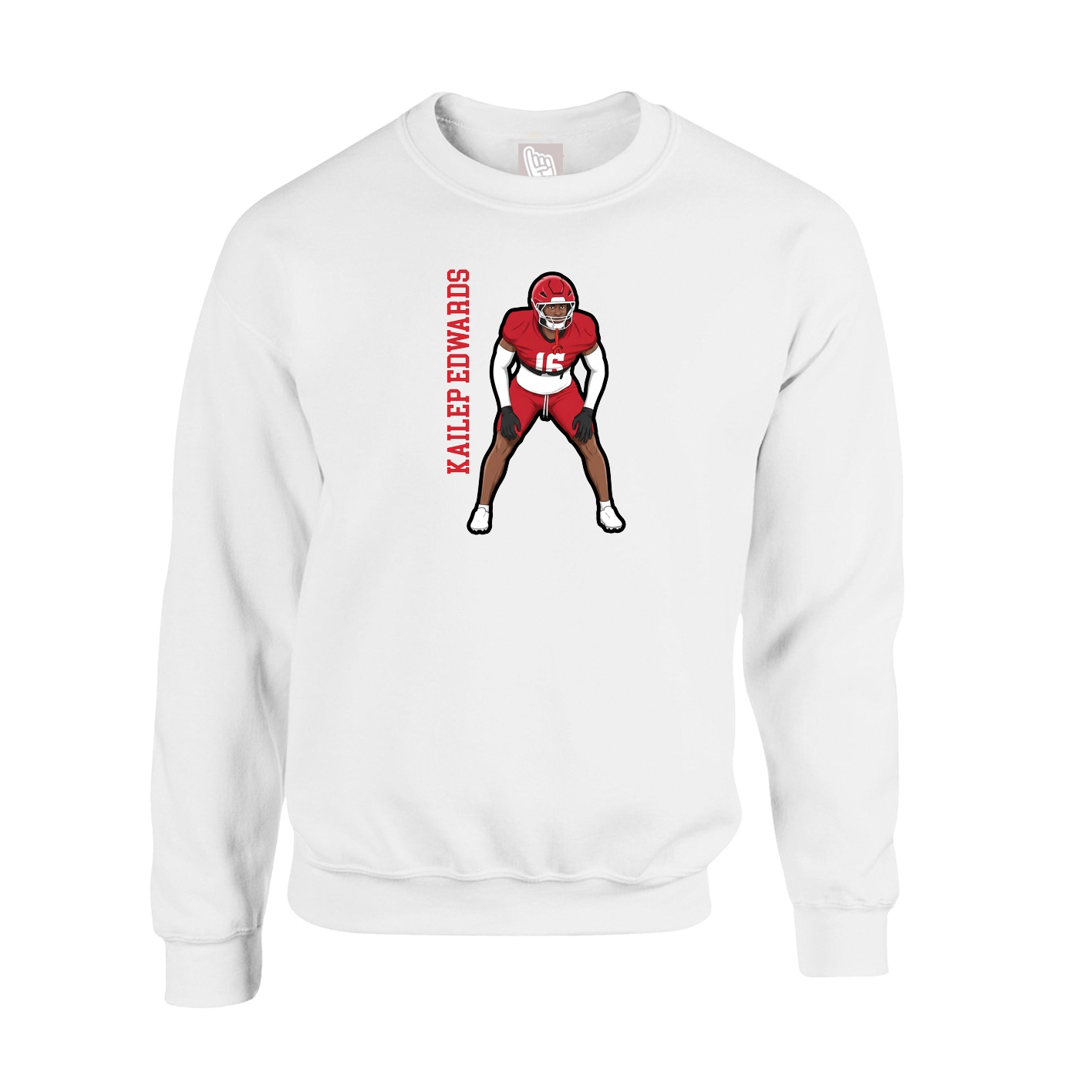 Fleece Crew — Name Vertical in White