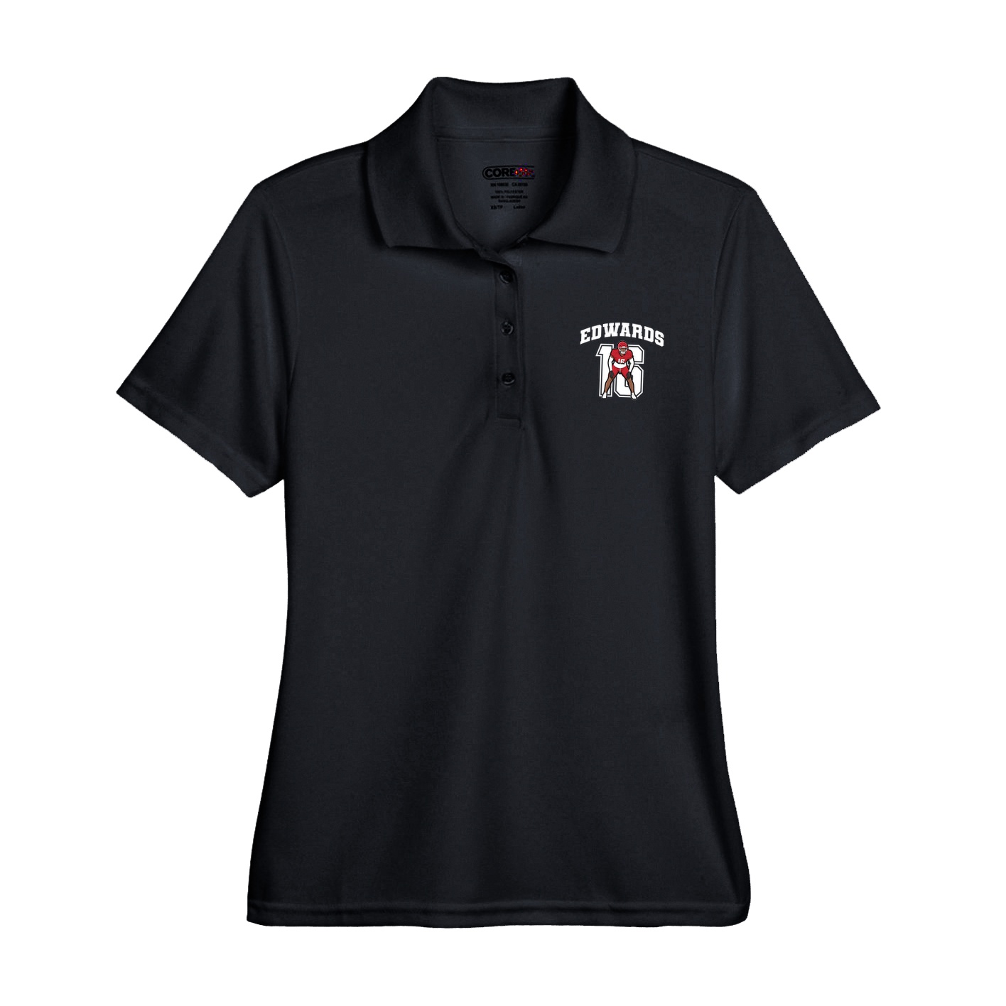 Womens Performance Polo — Number in Black