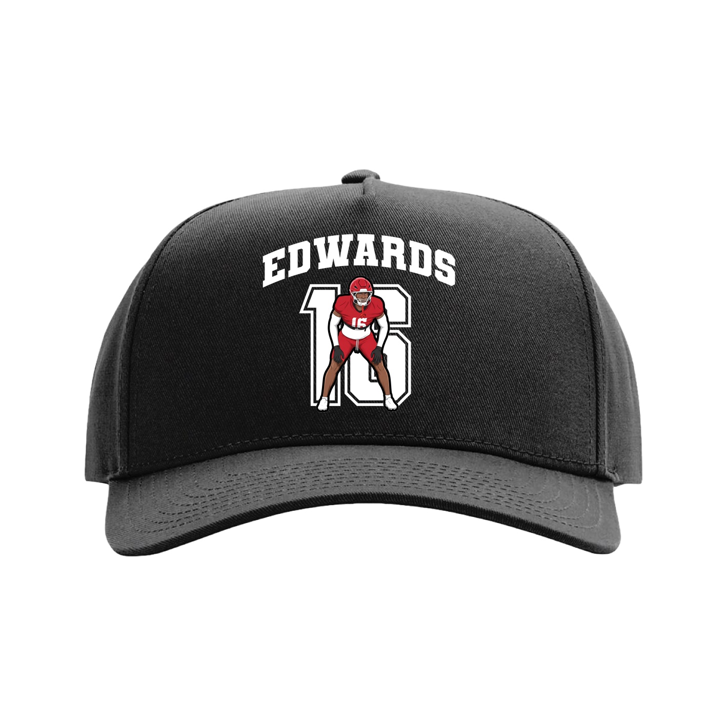 Full Fabric Five-Panel Champ Cap — Number in Black