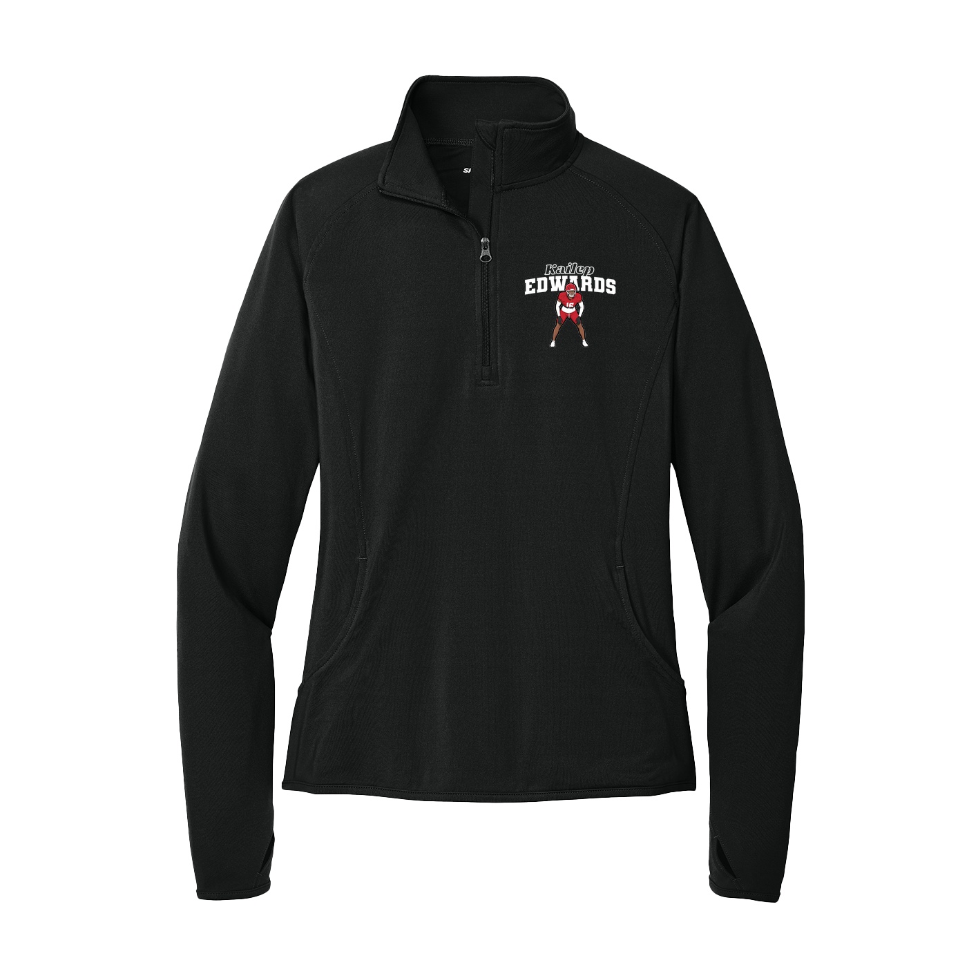 Women's Q-Zip Pullover — Name Arch in Black
