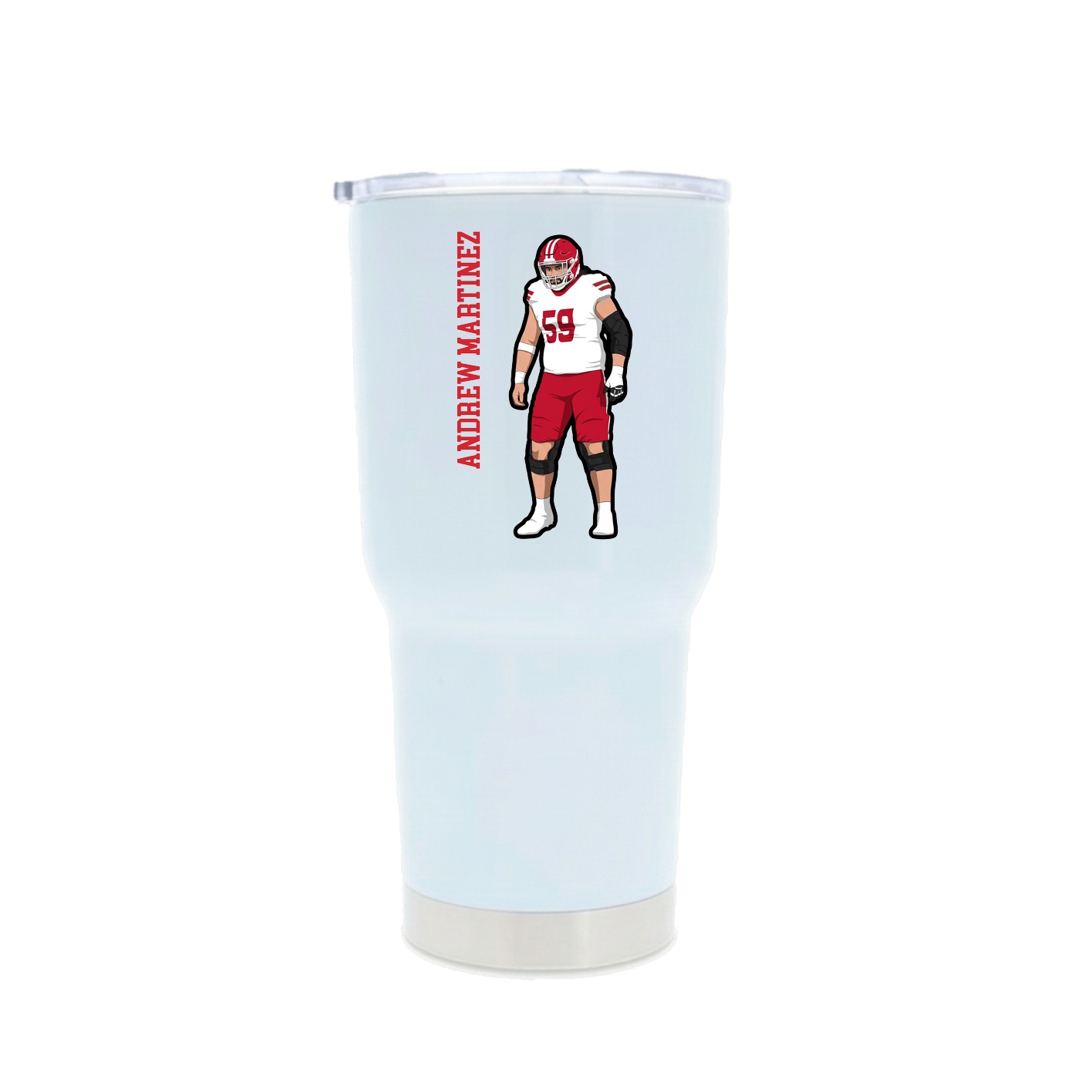 30oz Stainless Steel Tumbler — Name Vertical in White