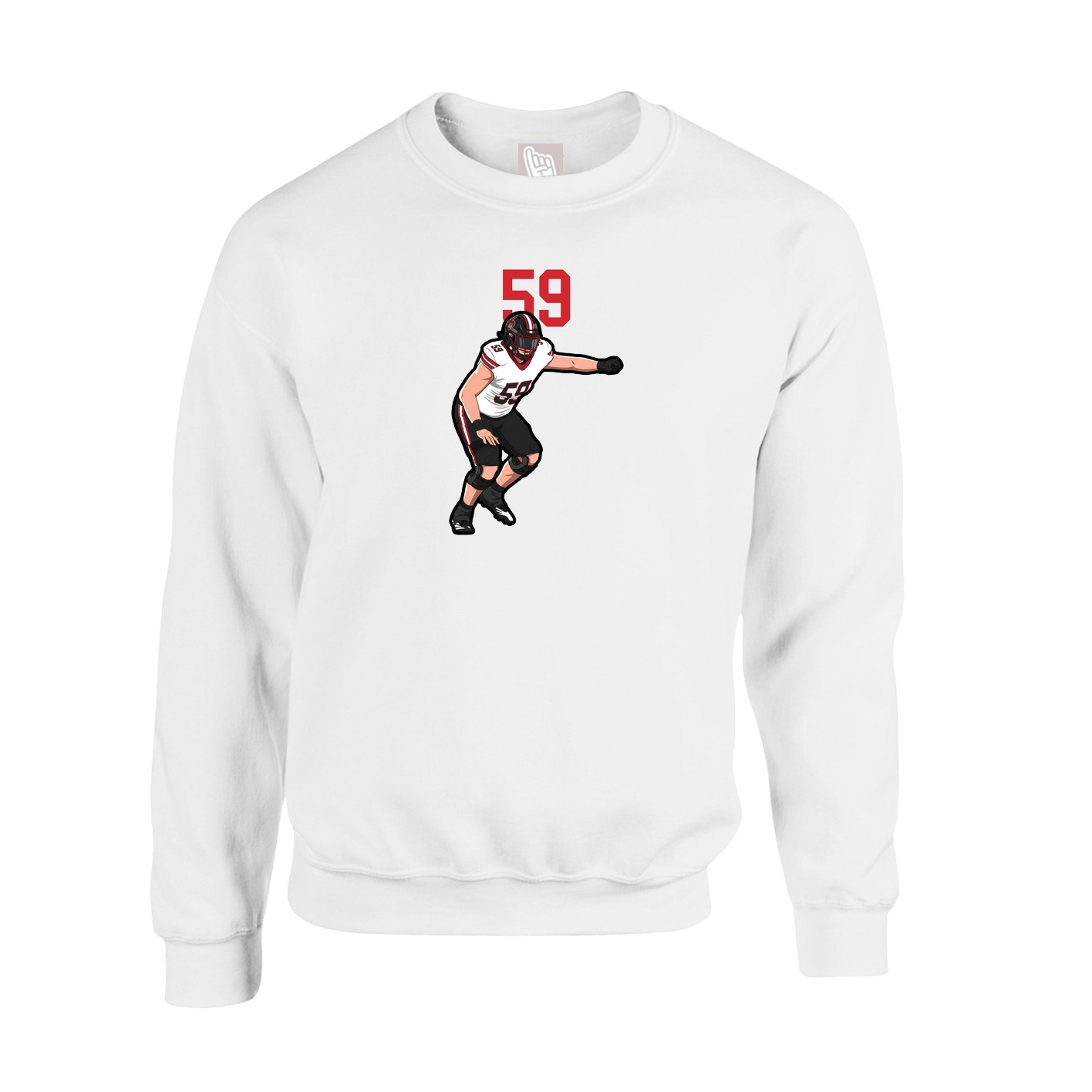 Fleece Crew — Number Top in White