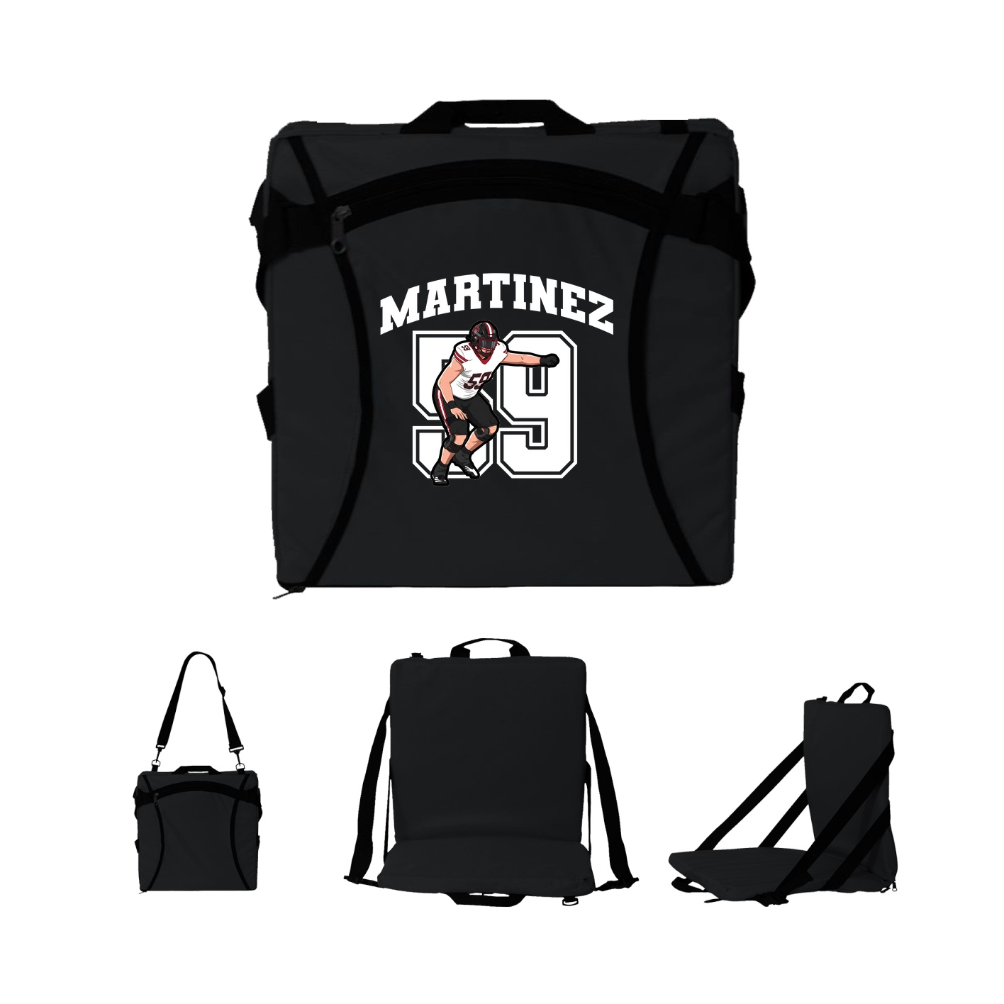 Folding Stadium Seat — Number in Black