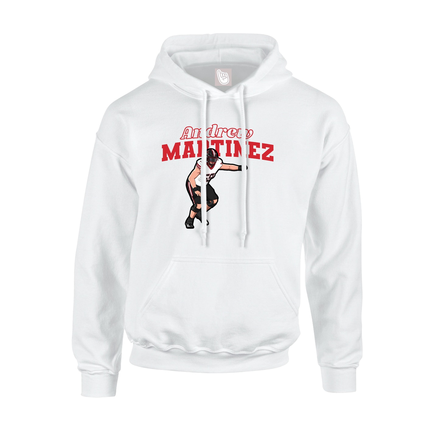 Youth Hoodie — Name Arch in White