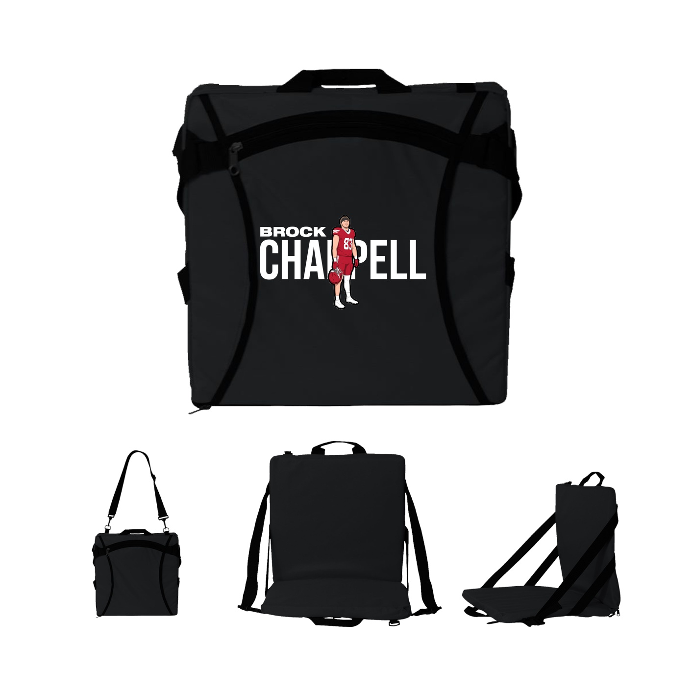 Folding Stadium Seat — Player Name in Black