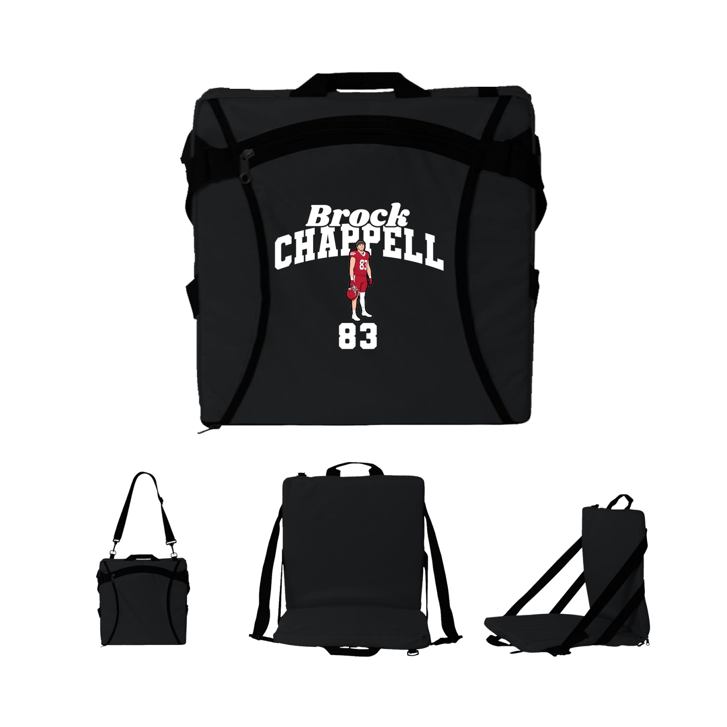 Folding Stadium Seat — Signature Arch in Black