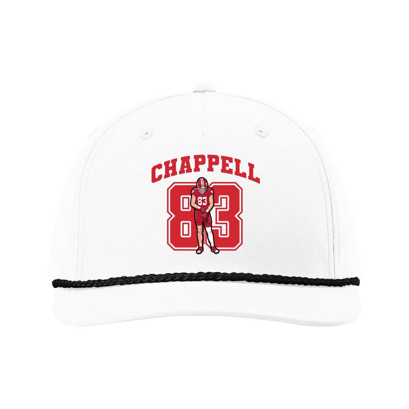 Five-Panel Classic Rope Cap — Number in White