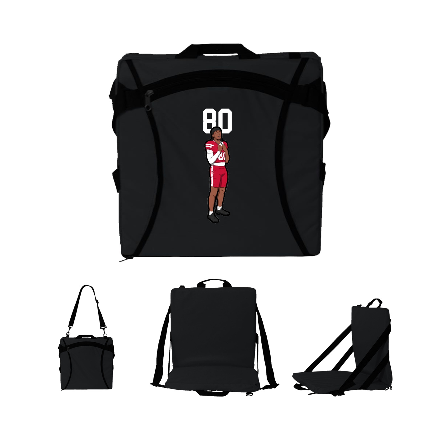 Folding Stadium Seat — Number Top in Black