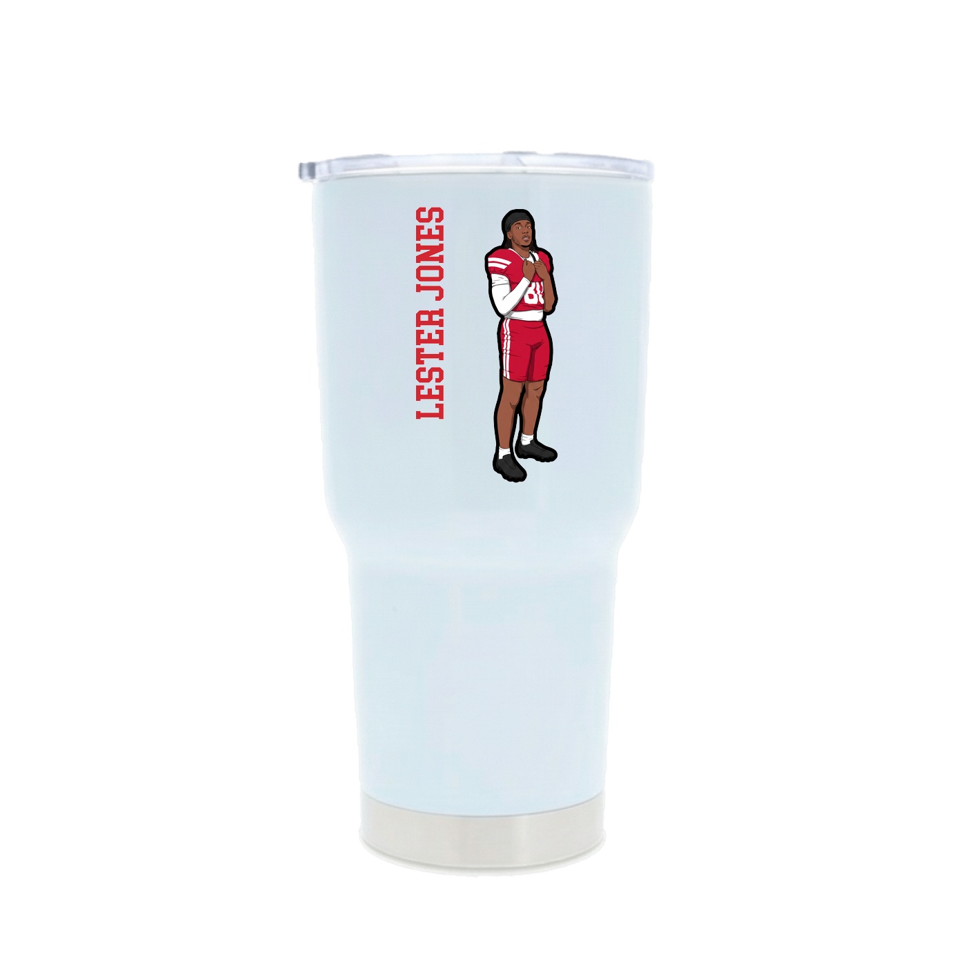 30oz Stainless Steel Tumbler — Name Vertical in White