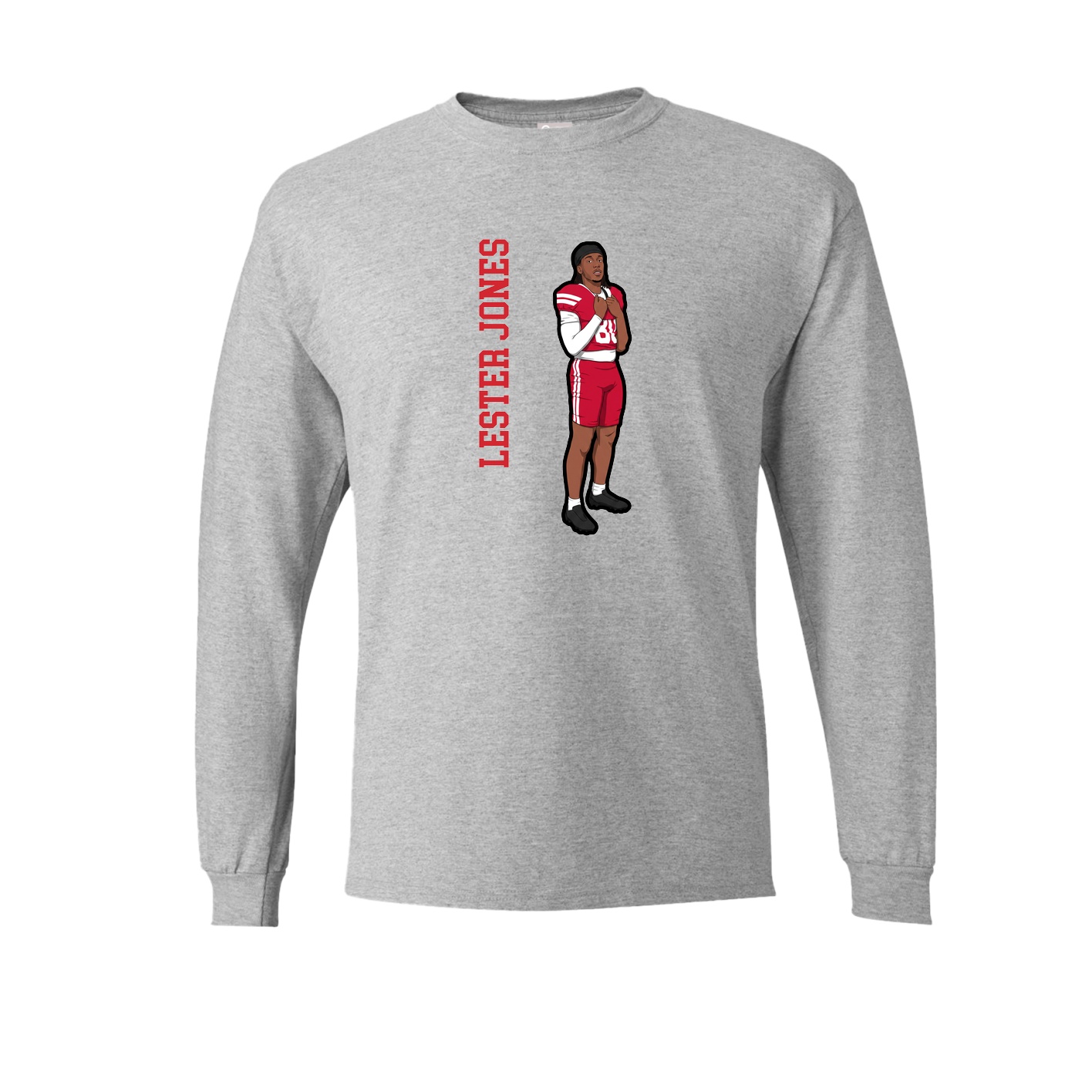 Long Sleeve Tee — Name Vertical in Grey