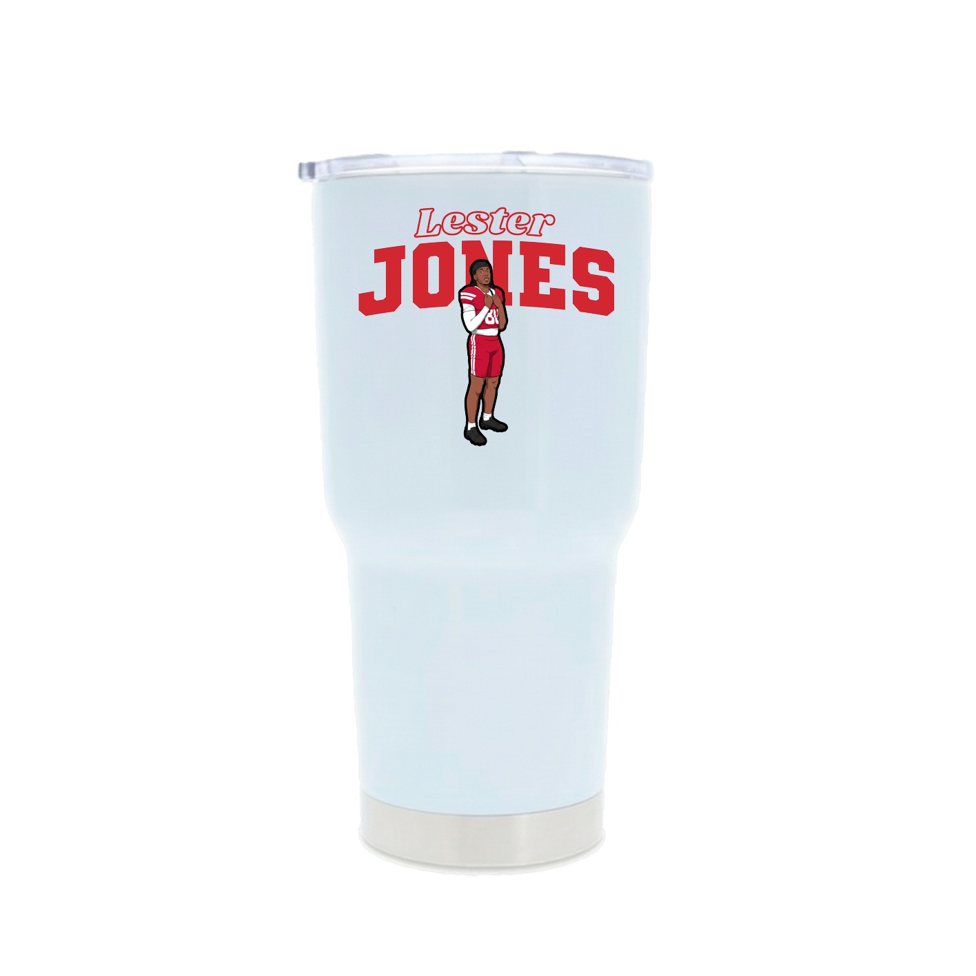 30oz Stainless Steel Tumbler — Name Arch in White