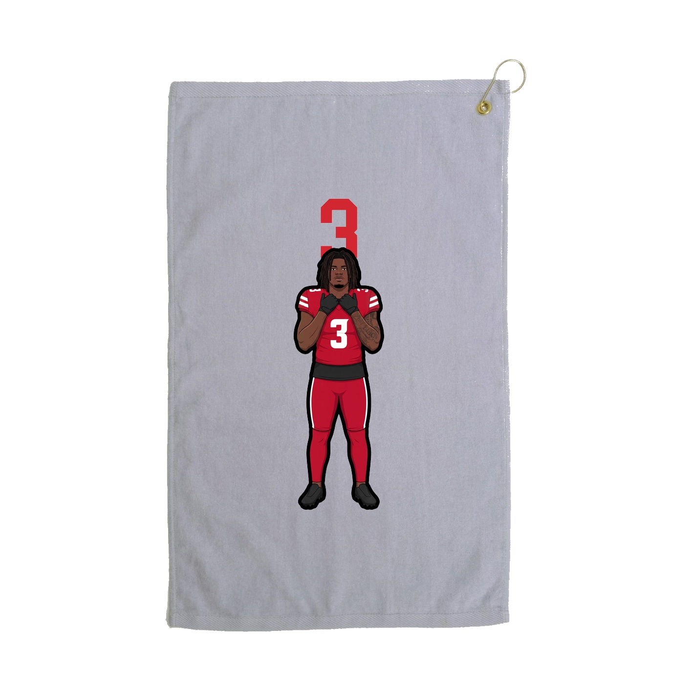 Golf Towel — Number Top in Grey