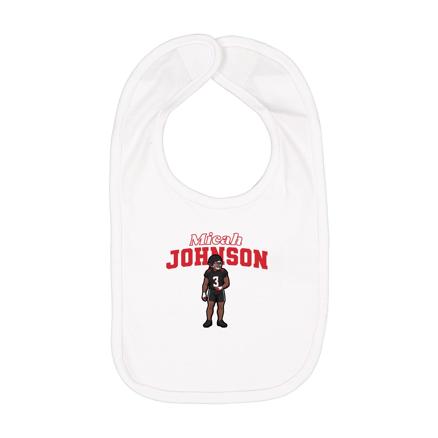 Infant Bib — Name Arch in White