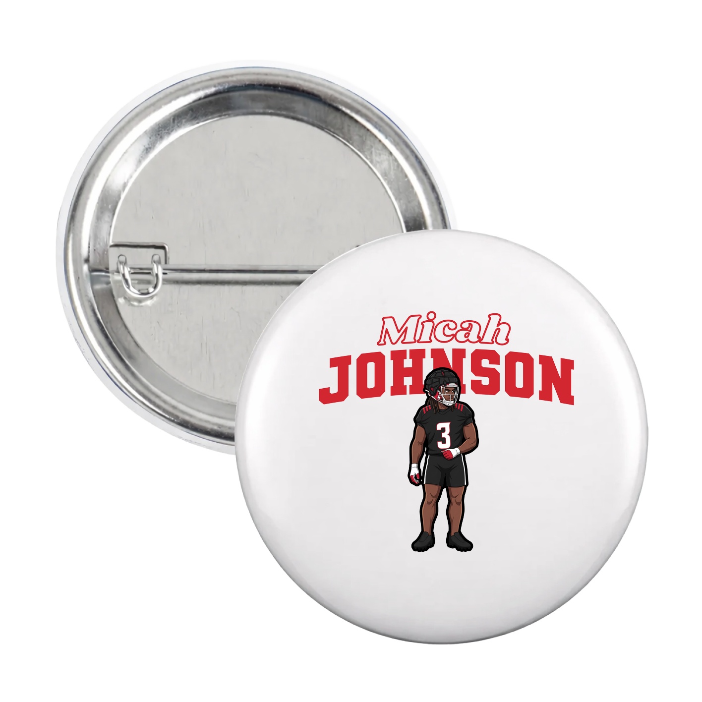 Game Day Button — Name Arch in White