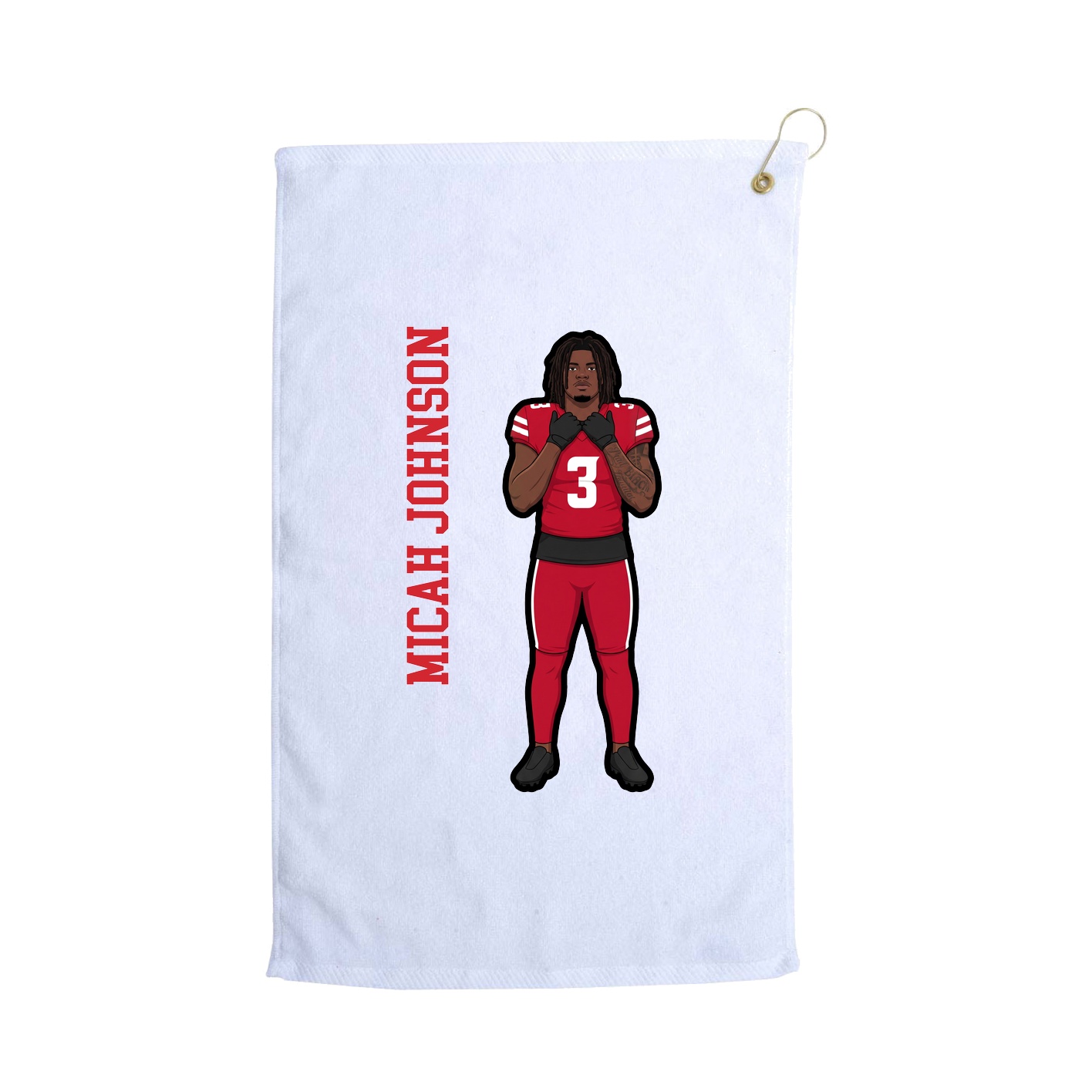 Golf Towel — Name Vertical in White