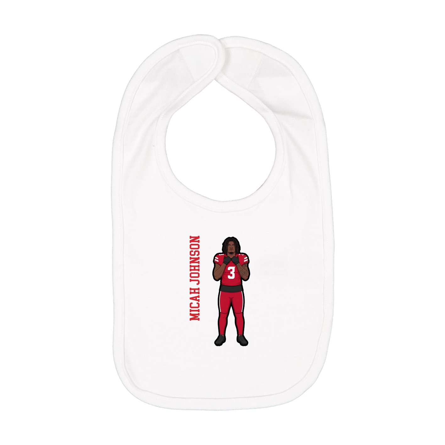 Infant Bib — Name Vertical in White