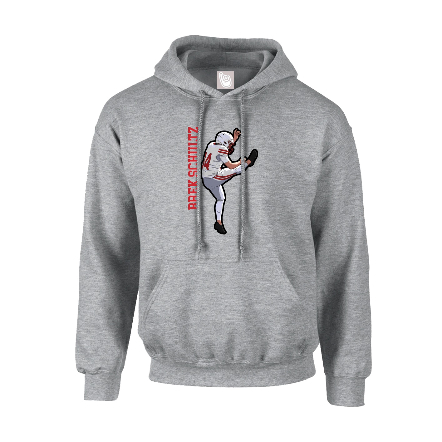 Hoodie — Name Vertical in Grey