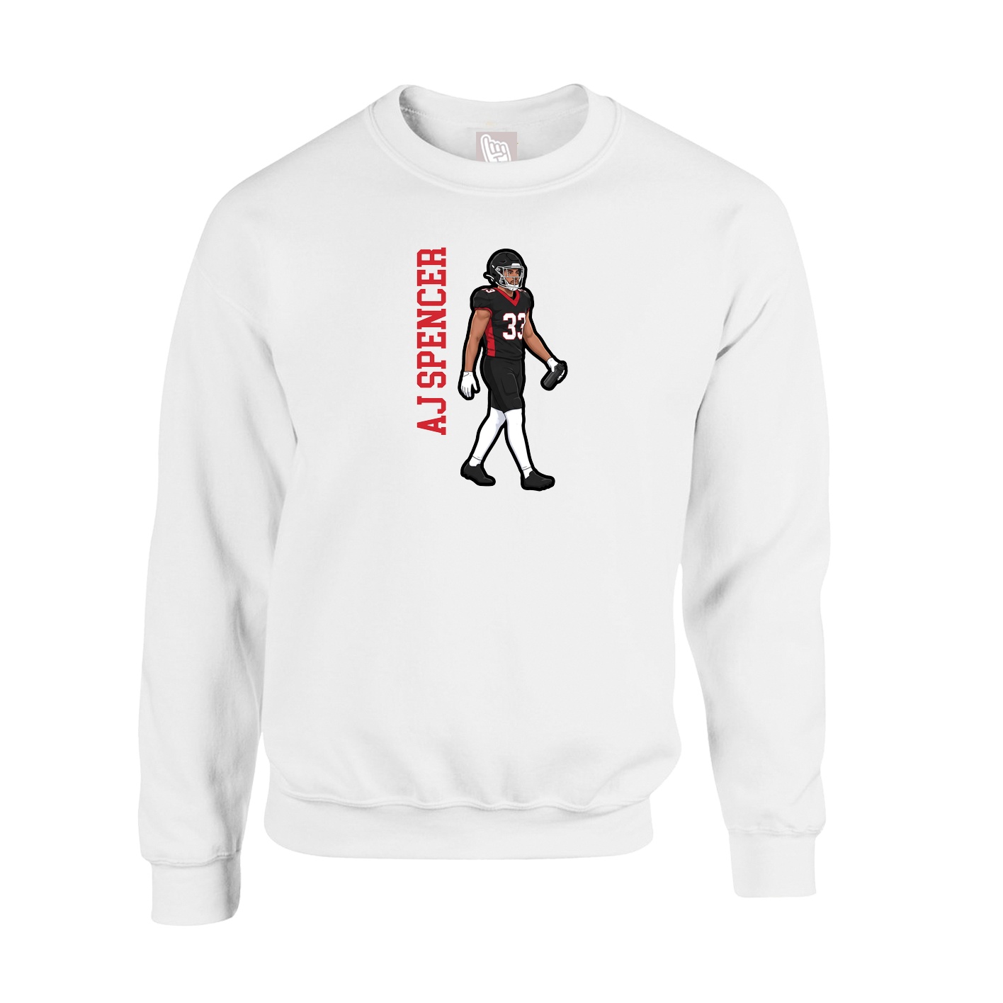Fleece Crew — Name Vertical in White