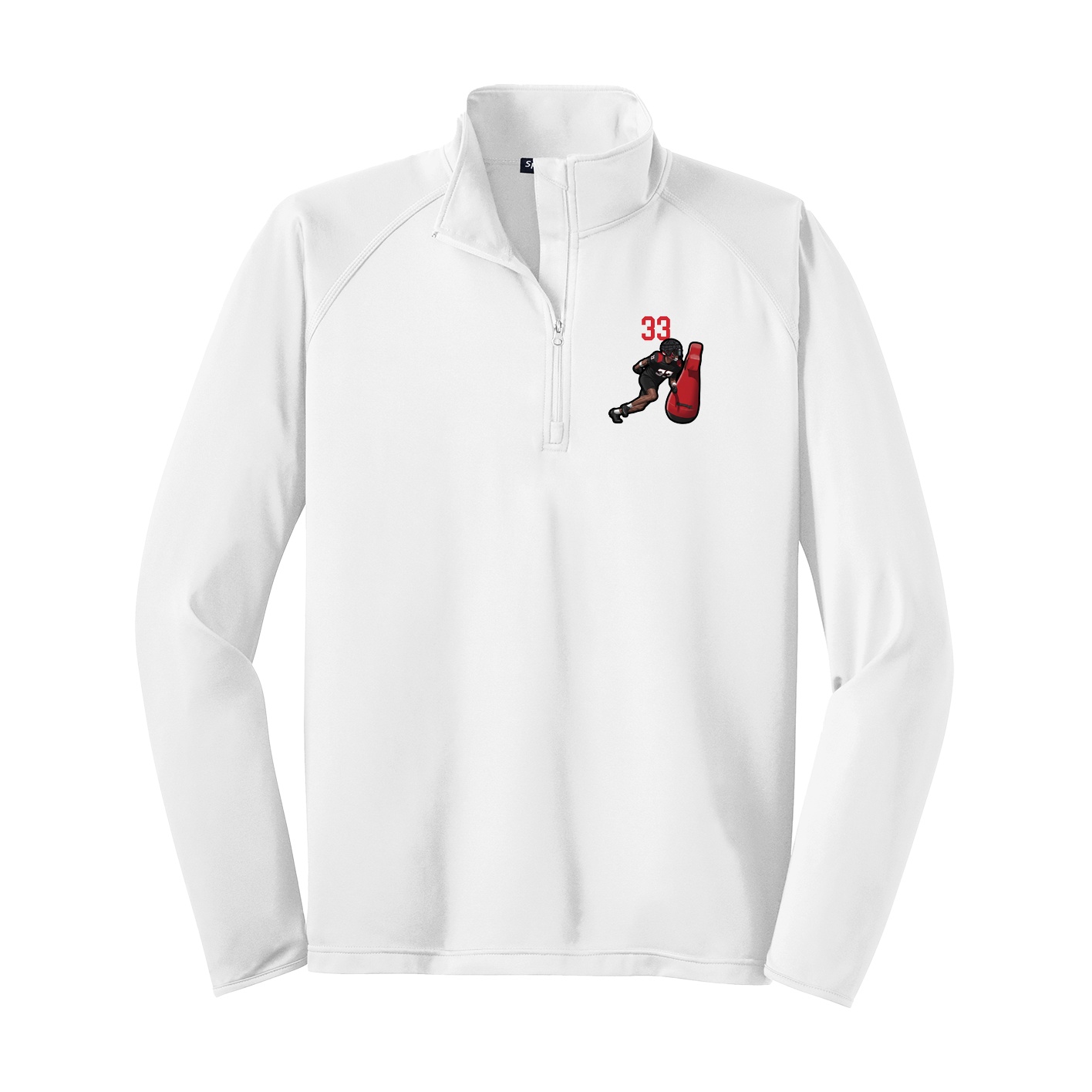 Q-Zip Pullover — Number Top in White