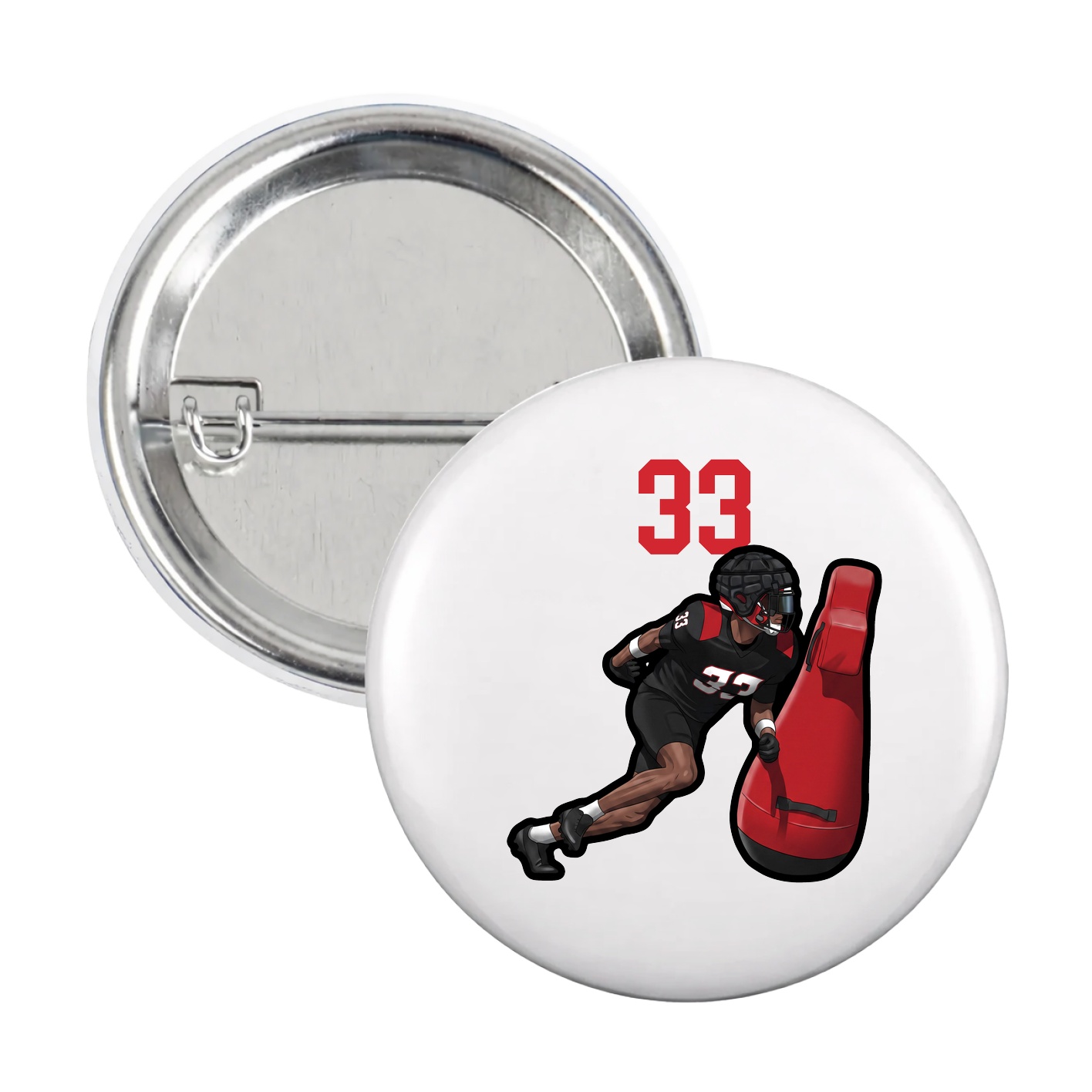 Game Day Button — Number Top in White