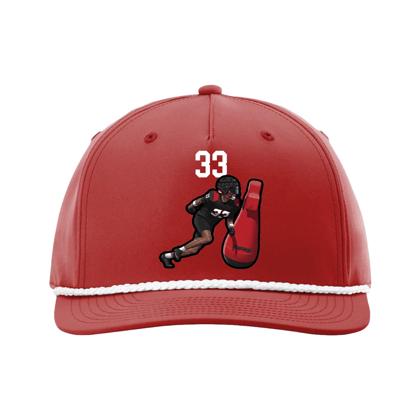 Five-Panel Classic Rope Cap — Number Top in Red
