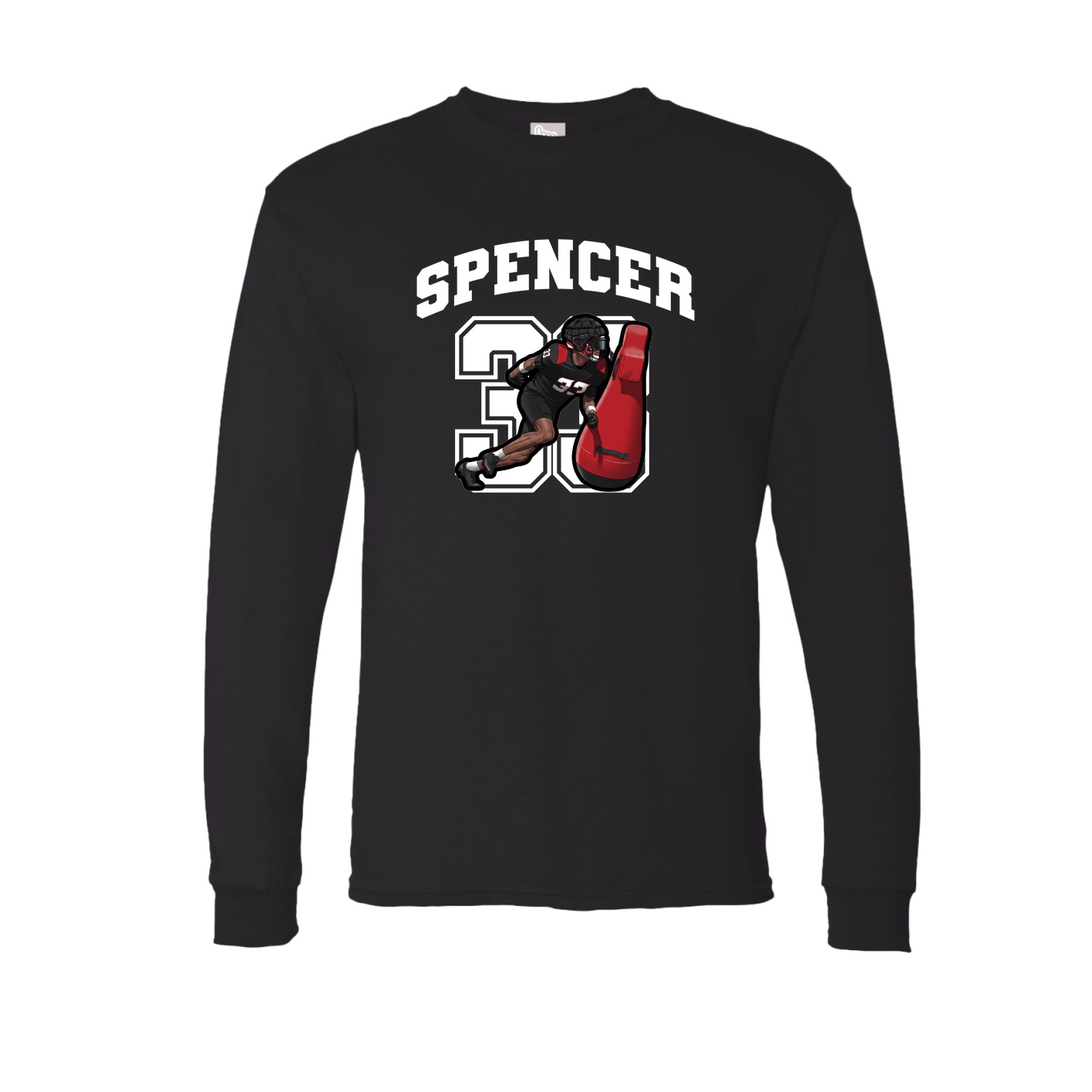Long Sleeve Tee — Number in Black