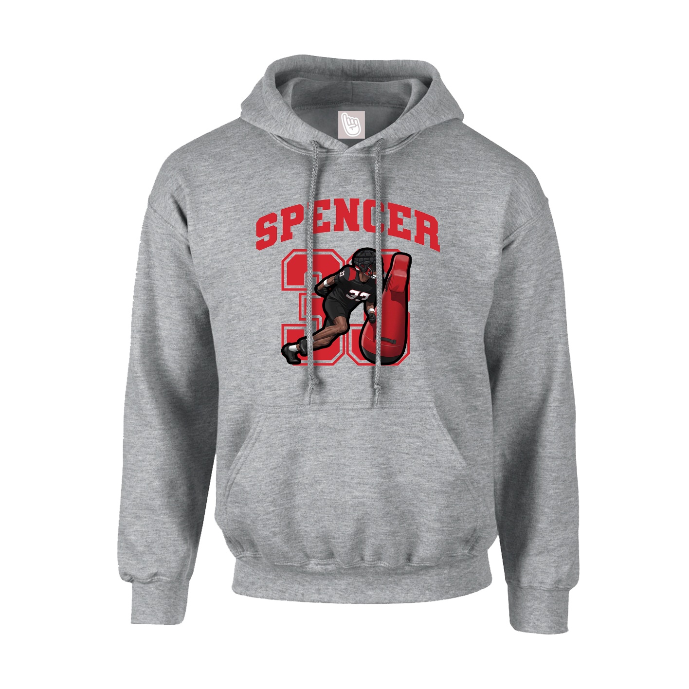 Youth Hoodie — Number in Grey