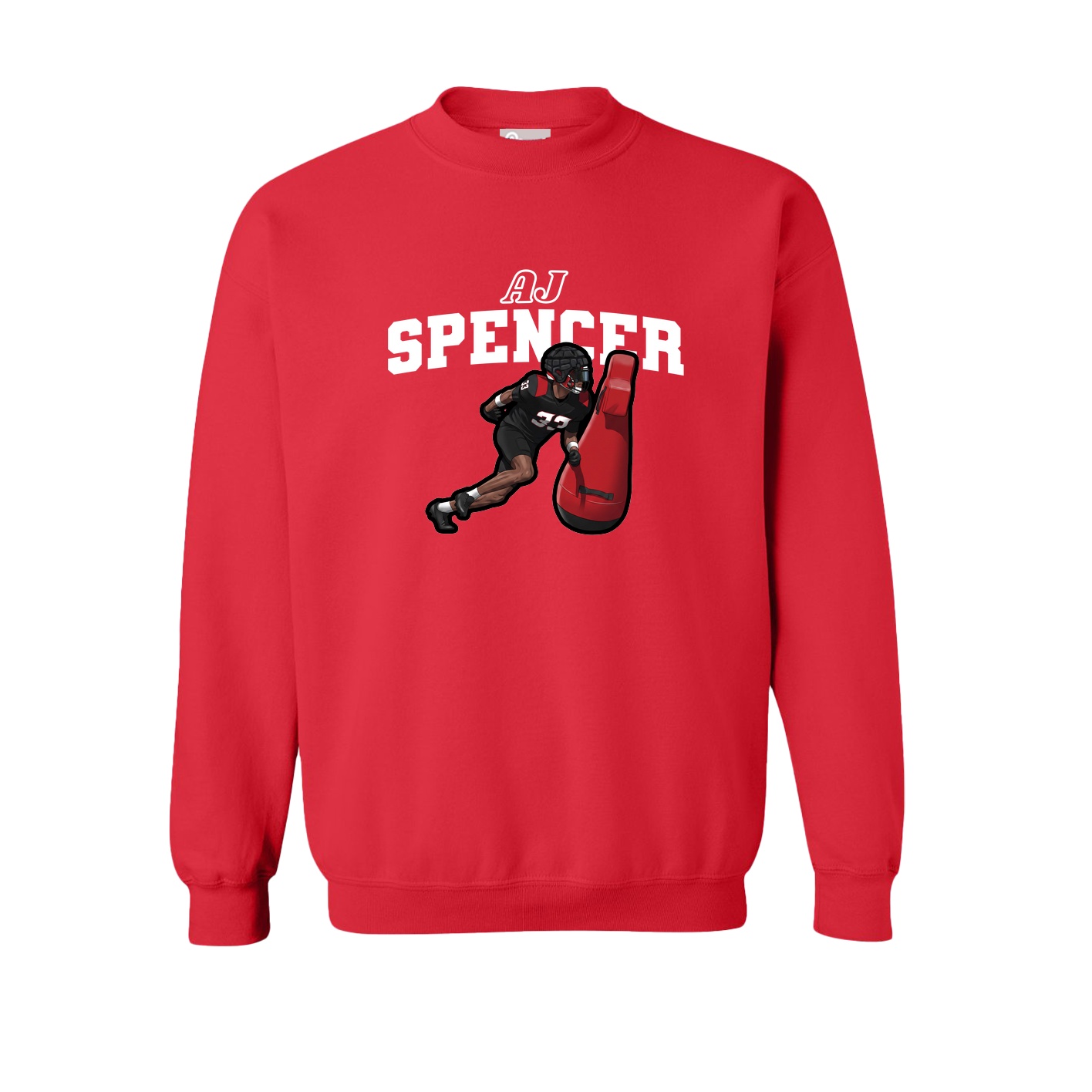 Fleece Crew — Name Arch in Red